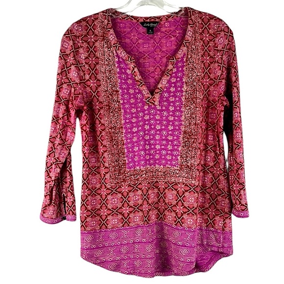Lucky brand boho print long sleeve top Sz S - Picture 1 of 10